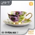 Fino hueso personalizado cerámica taza de té y plato conjunto